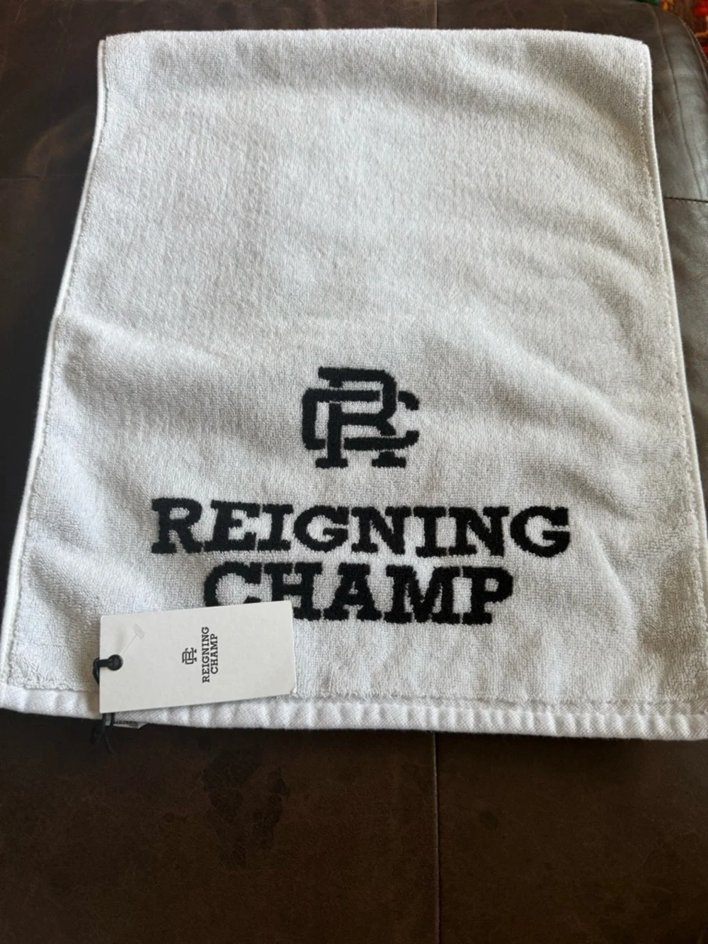 Reigning Champ White Hand Towel with Black Logo